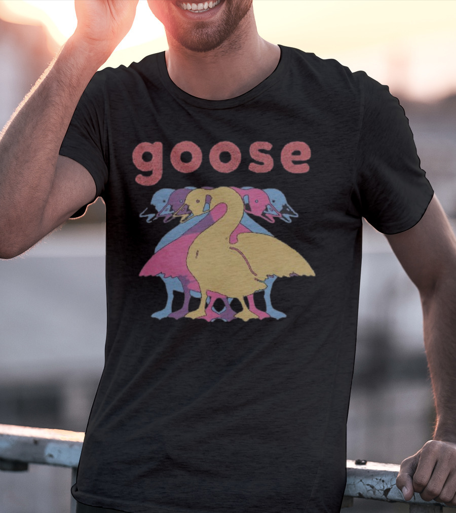 Goose Multicolor Stacked Ducks Wine Theme T-Shirt