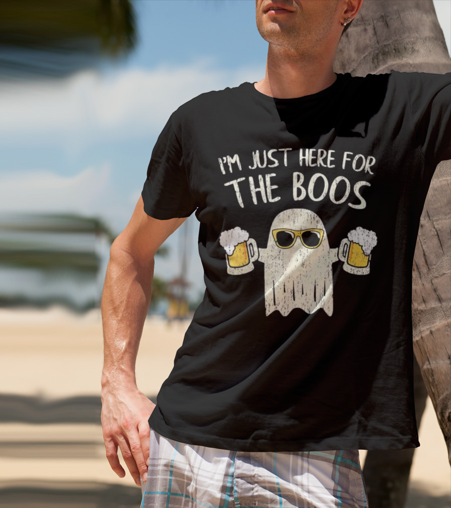 I'm Just Here For The Boos Funny Ghost Sunglasses Beer S T-Shirt