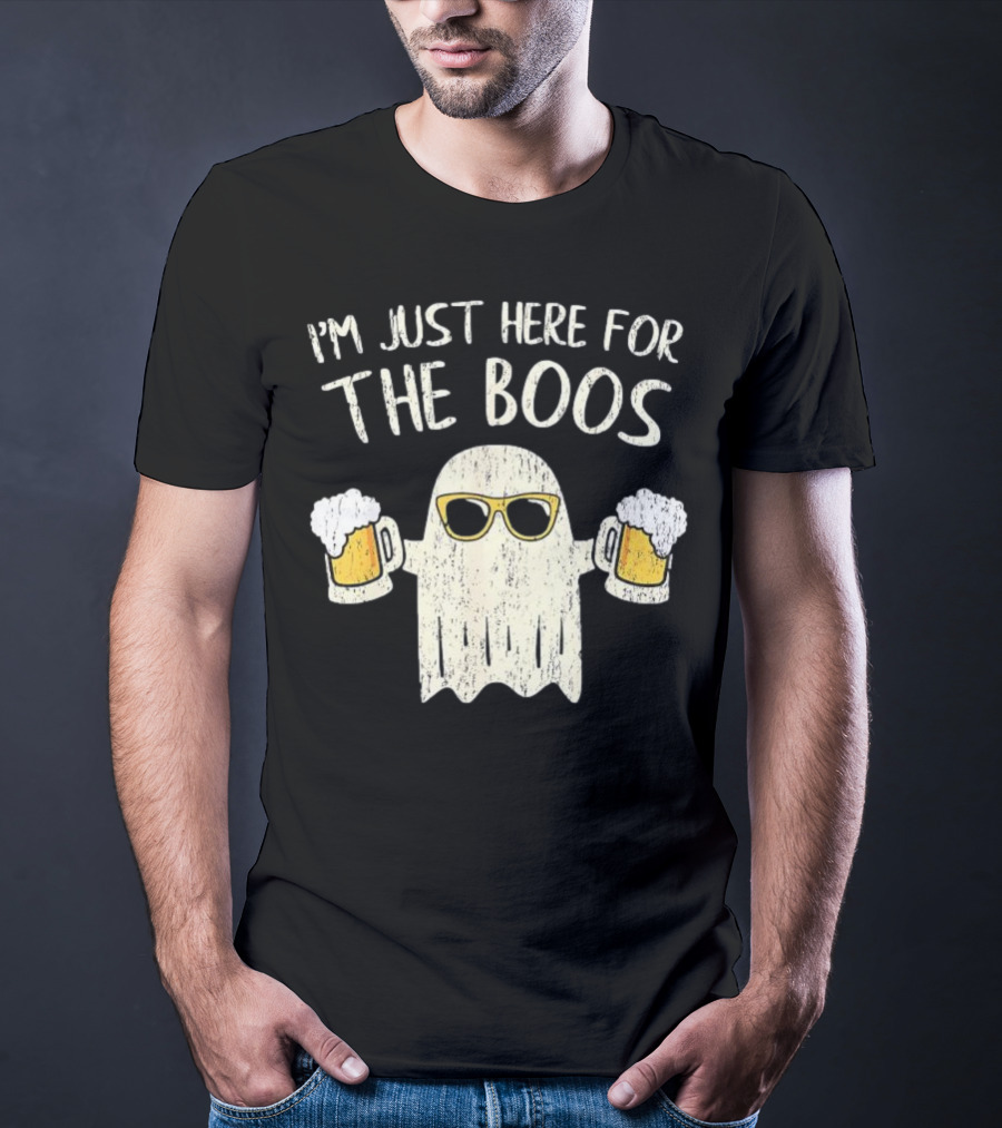 I'm Just Here For The Boos Funny Ghost Sunglasses Beer S T-Shirt