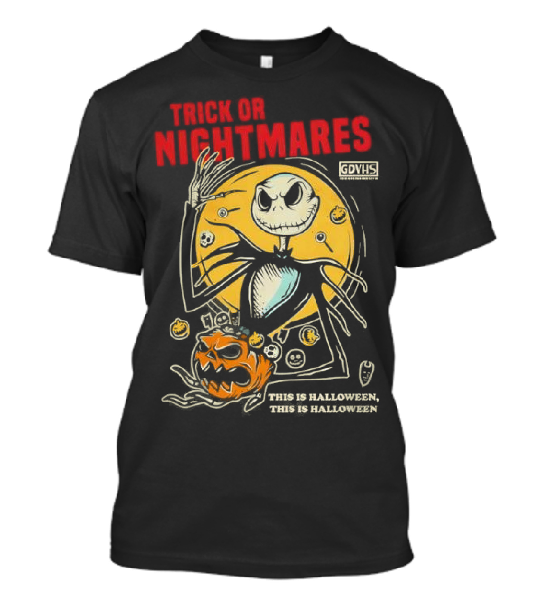 Trick Or Nightmares Jack Skellington Halloween Scary Pumpkin Horror Spooky T-Shirt