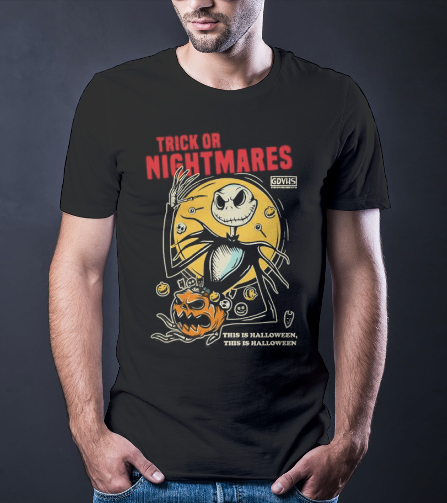 Trick Or Nightmares Jack Skellington Halloween Scary Pumpkin Horror Spooky T-Shirt