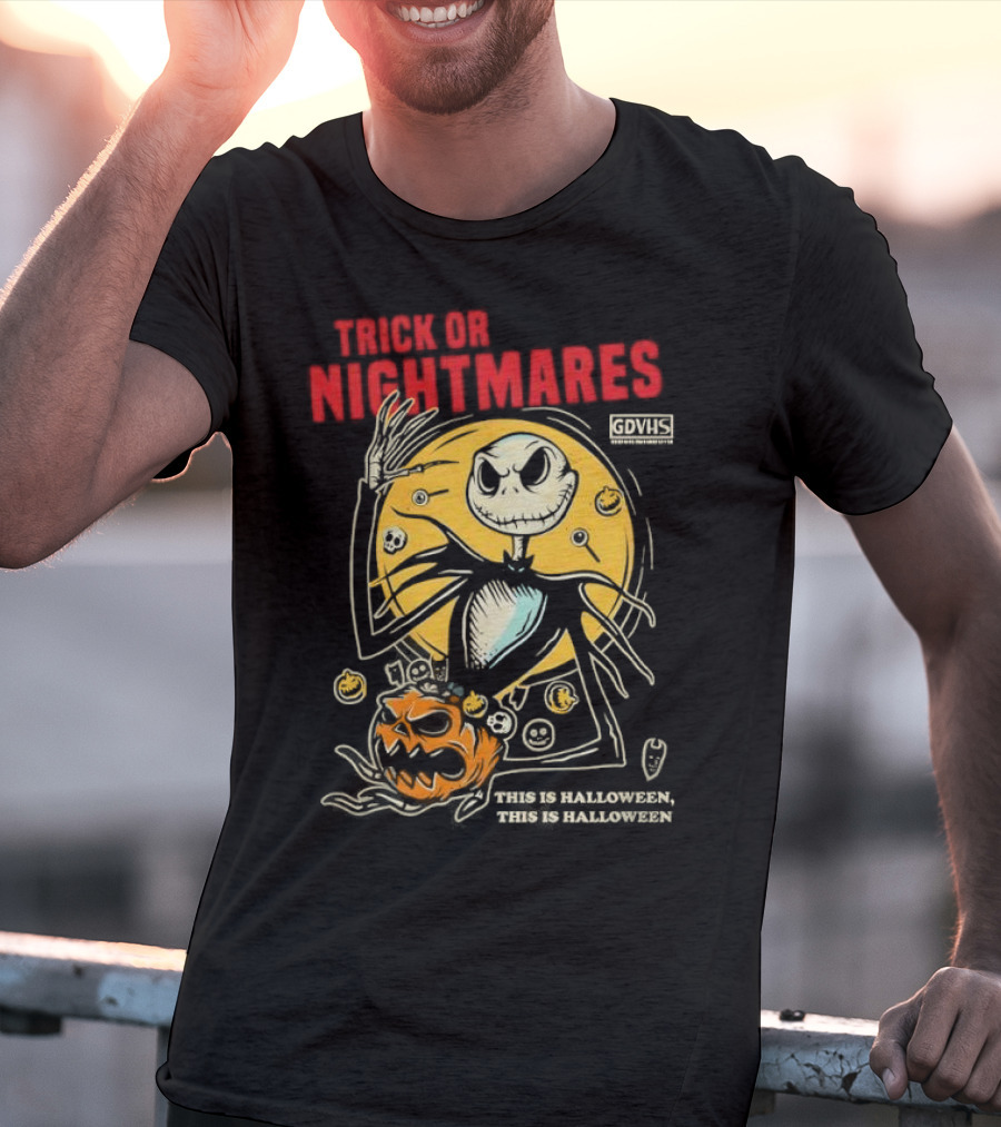 Trick Or Nightmares Jack Skellington Halloween Scary Pumpkin Horror Spooky T-Shirt