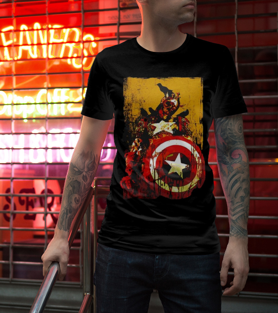 Marvel Zombies Captain America With Crows And Shield T-Shirt