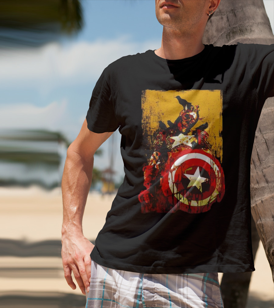 Marvel Zombies Captain America With Crows And Shield T-Shirt