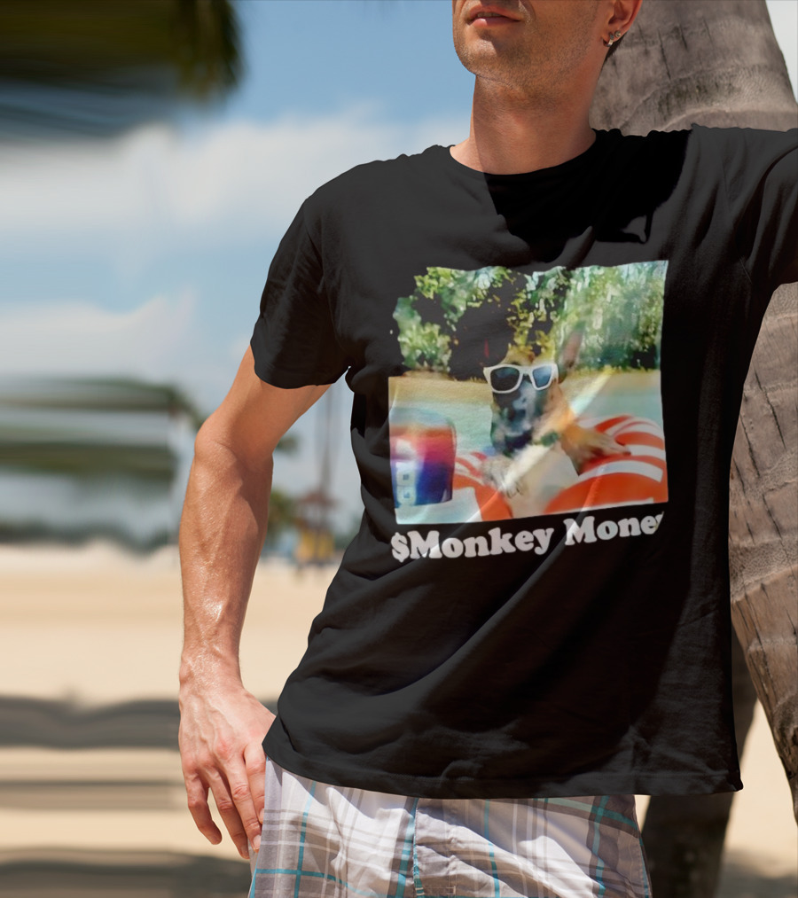 Monkey Money Dog German Shepherd Sunglasses Pool Float Chill T-Shirt