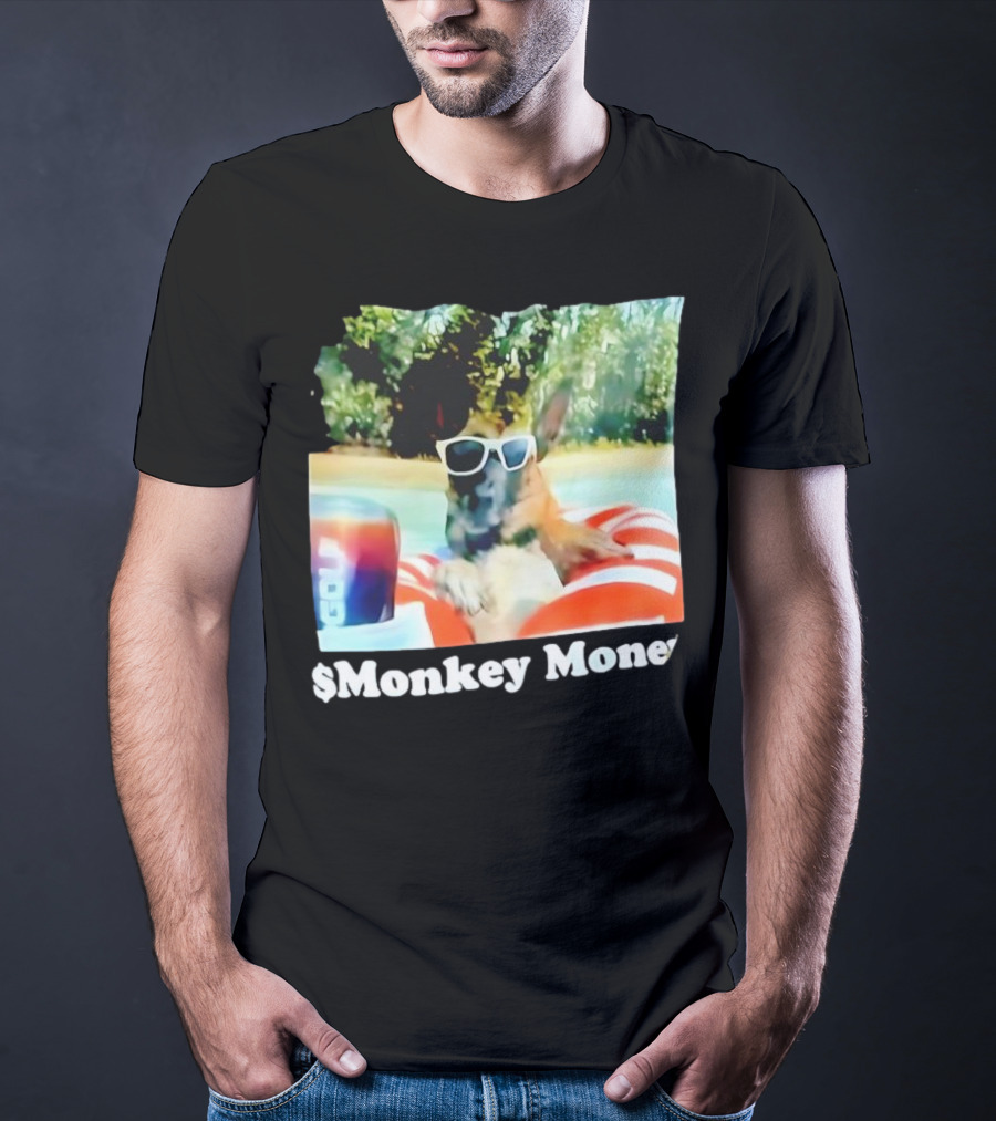 Monkey Money Dog German Shepherd Sunglasses Pool Float Chill T-Shirt
