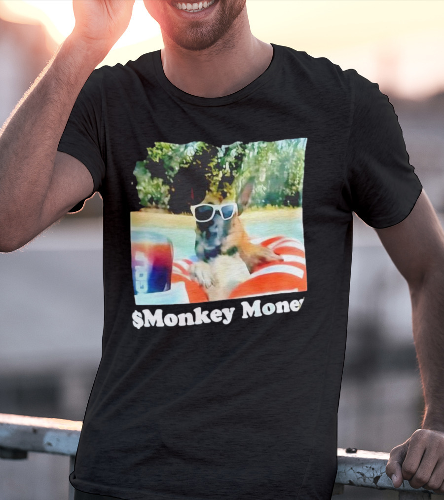 Monkey Money Dog German Shepherd Sunglasses Pool Float Chill T-Shirt