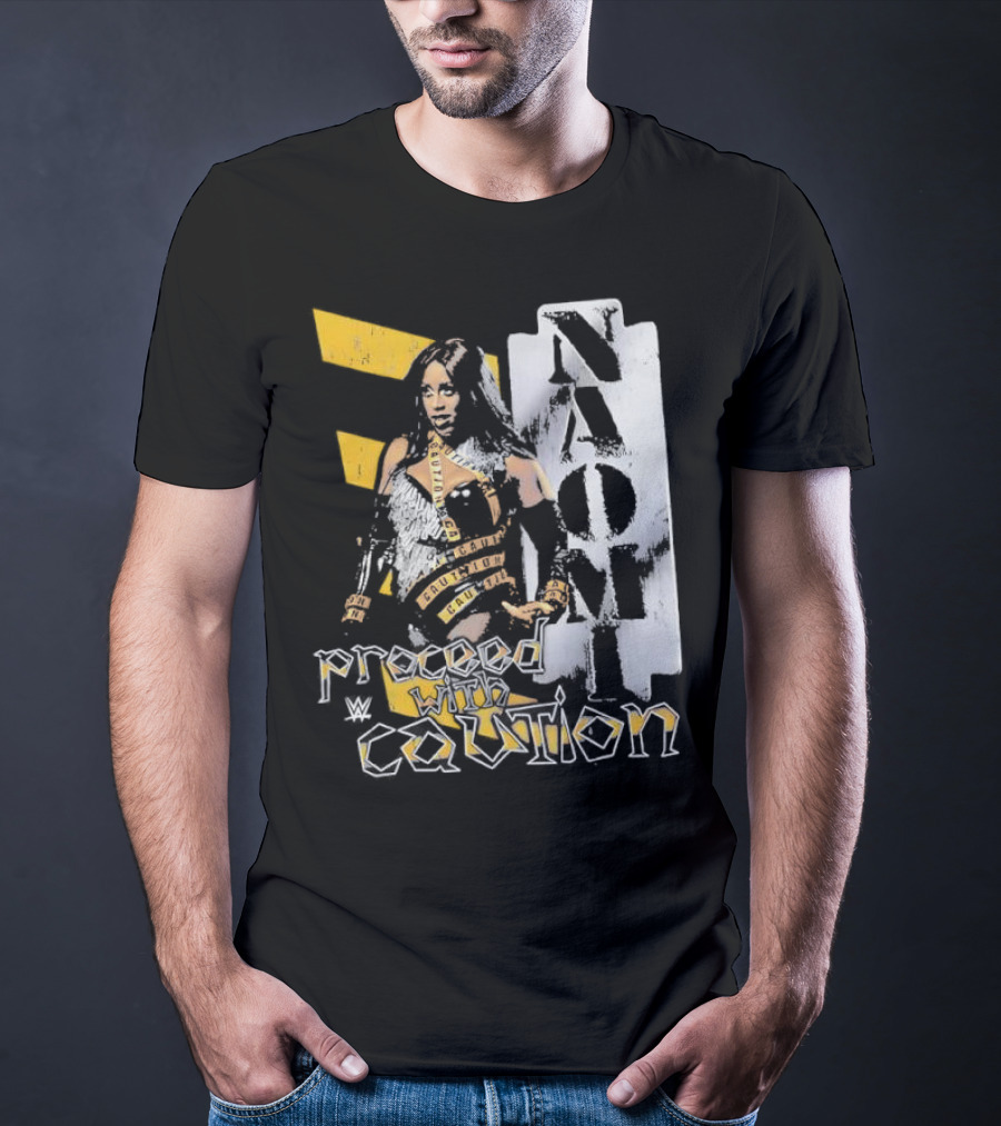 Naomi Proceed With Caution Bold Yellow And White T-Shirt