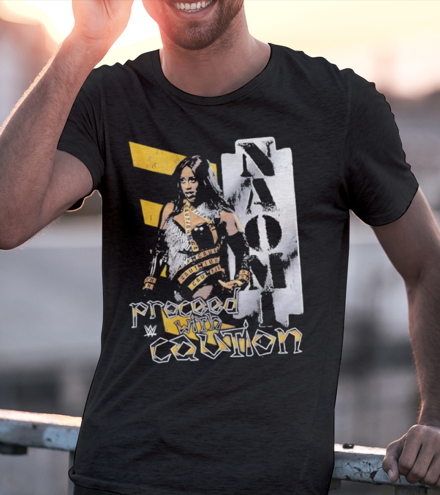 Naomi Proceed With Caution Bold Yellow And White T-Shirt