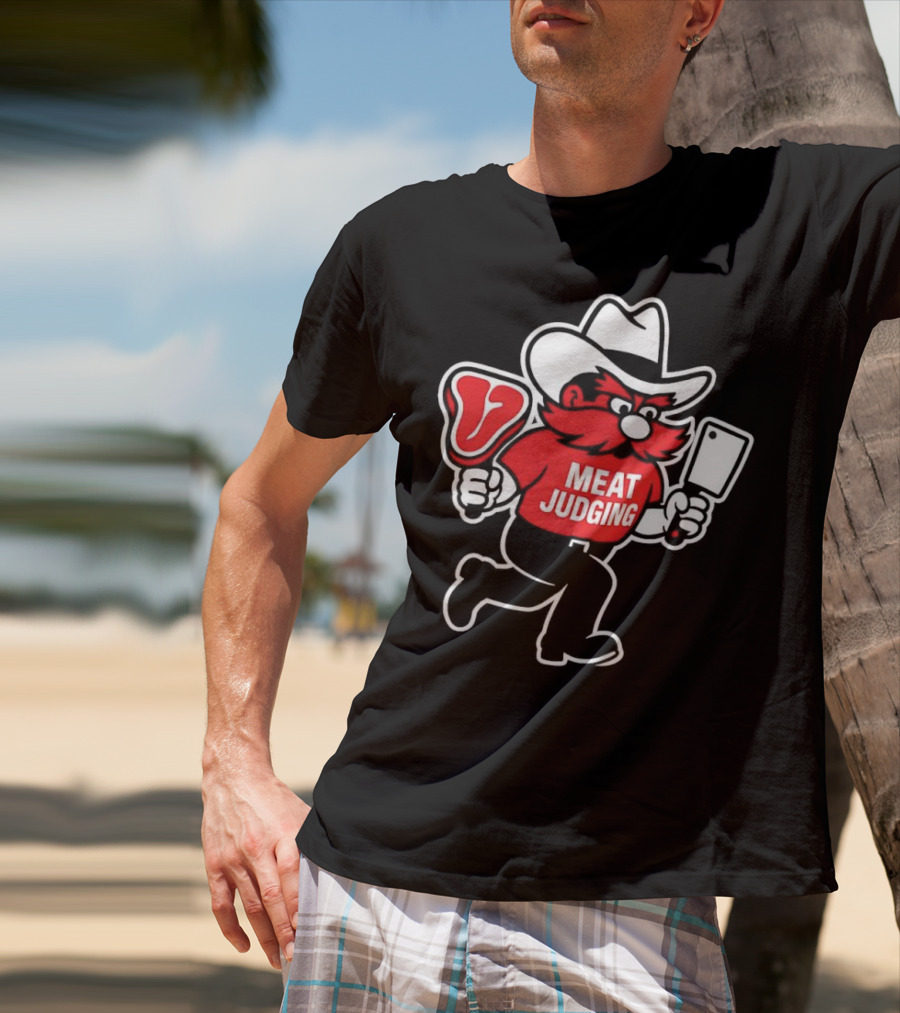 Raider Red Meat Judging Steak Cleaver Cowboy Hat T-Shirt
