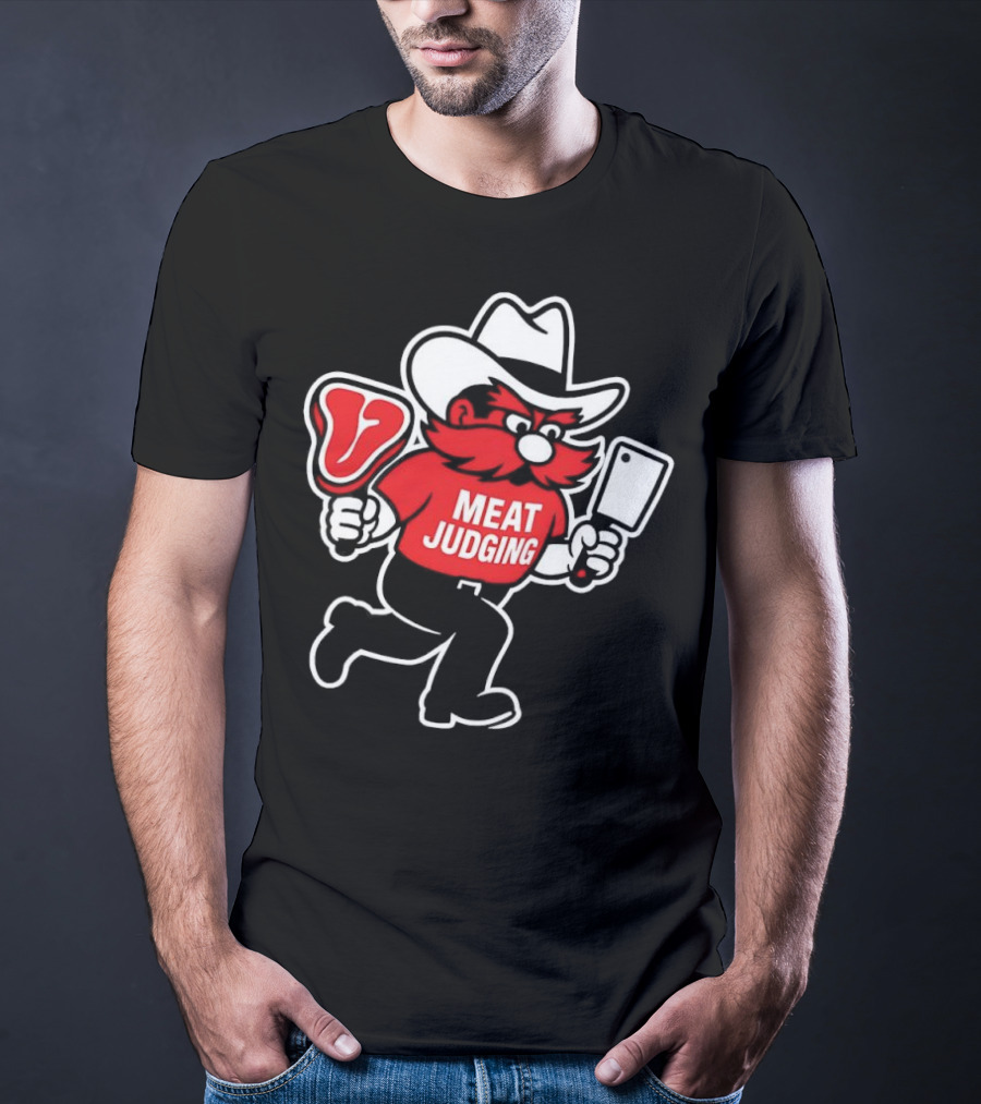 Raider Red Meat Judging Steak Cleaver Cowboy Hat T-Shirt