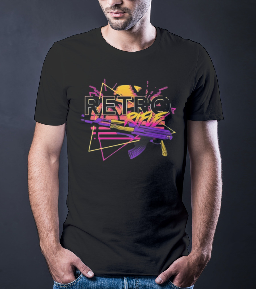 Retro Rifle Graffiti AK-47 Neon Aesthetic T-Shirt