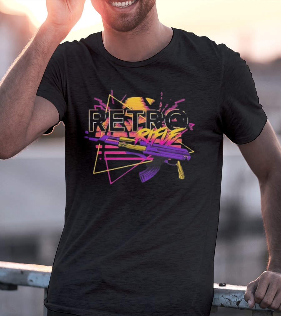 Retro Rifle Graffiti AK-47 Neon Aesthetic T-Shirt
