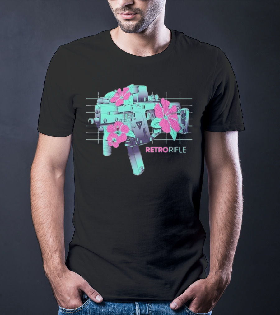 Retro Rifle Floral Fusion Blossoms T-Shirt