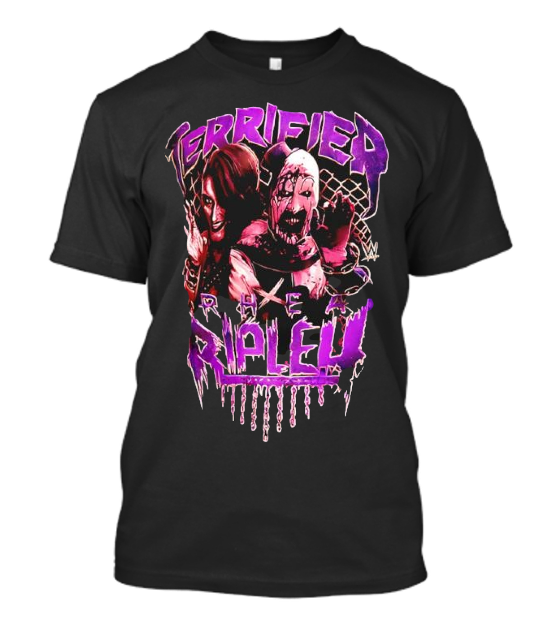 Terrifier Rhea Ripley WWE Crossover Superstar Art Clown Graphic T-Shirt