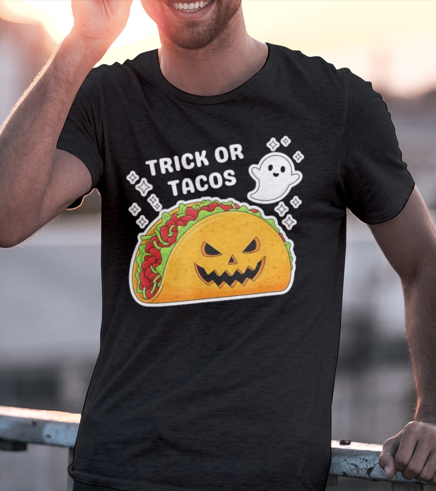 Trick Or Tacos Spooky Jack-o-lantern Halloween Mexican Food T-Shirt