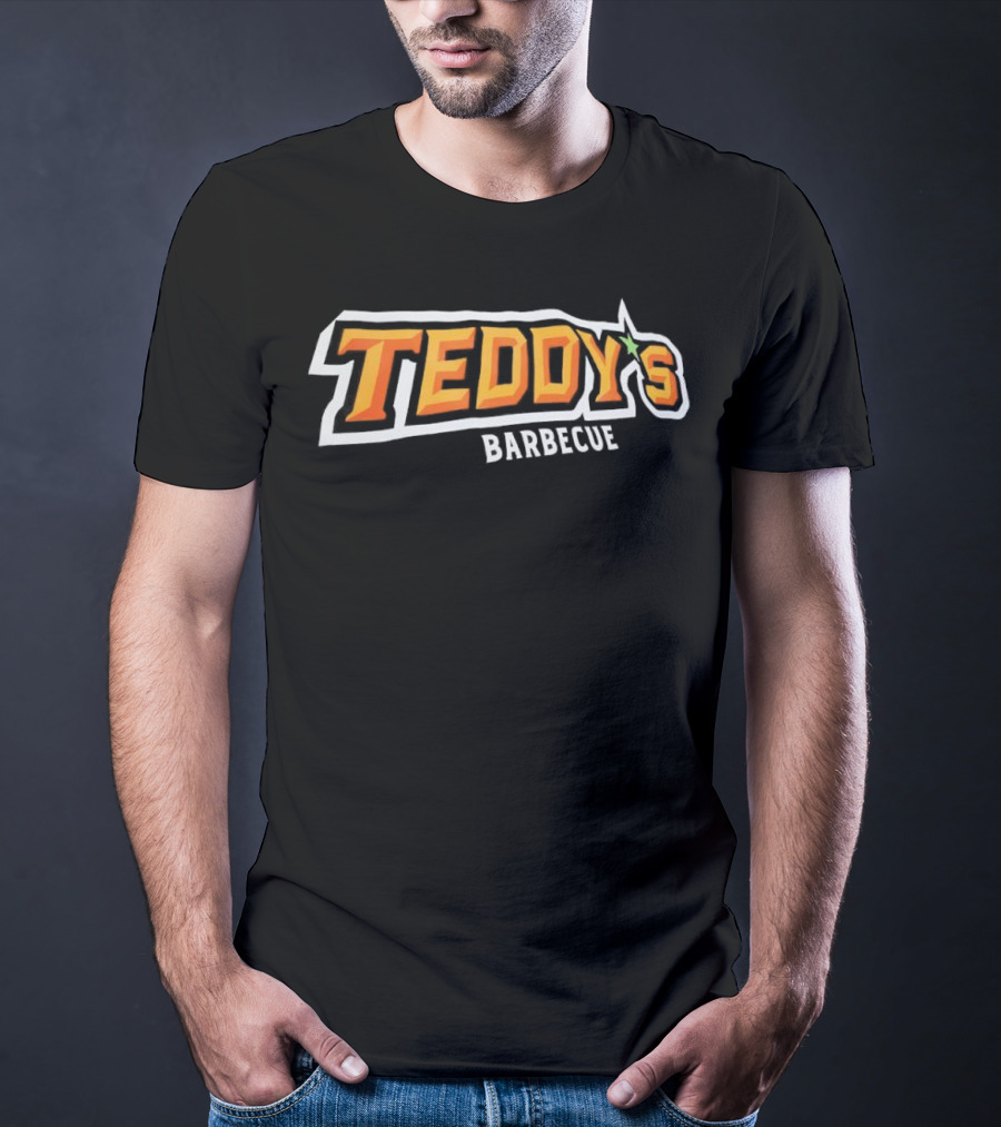 Teddy’s Barbecue Bold Text Style With Green Star Symbol T-Shirt