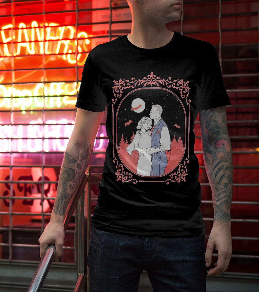 Ali Hazelwood’s Bride And Groom Halloween Romance Under Moonlight T-Shirt