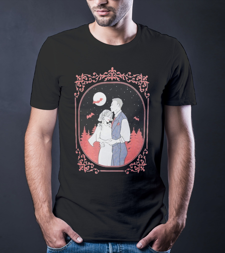 Ali Hazelwood’s Bride And Groom Halloween Romance Under Moonlight T-Shirt