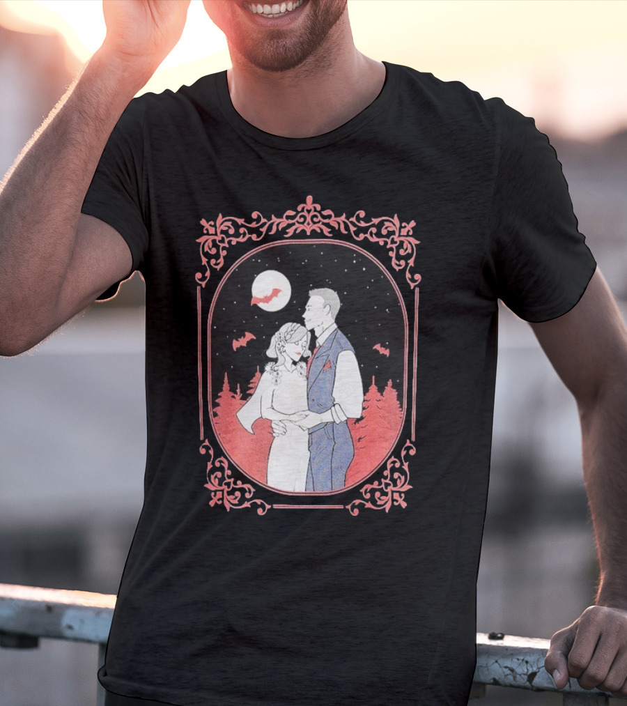 Ali Hazelwood’s Bride And Groom Halloween Romance Under Moonlight T-Shirt