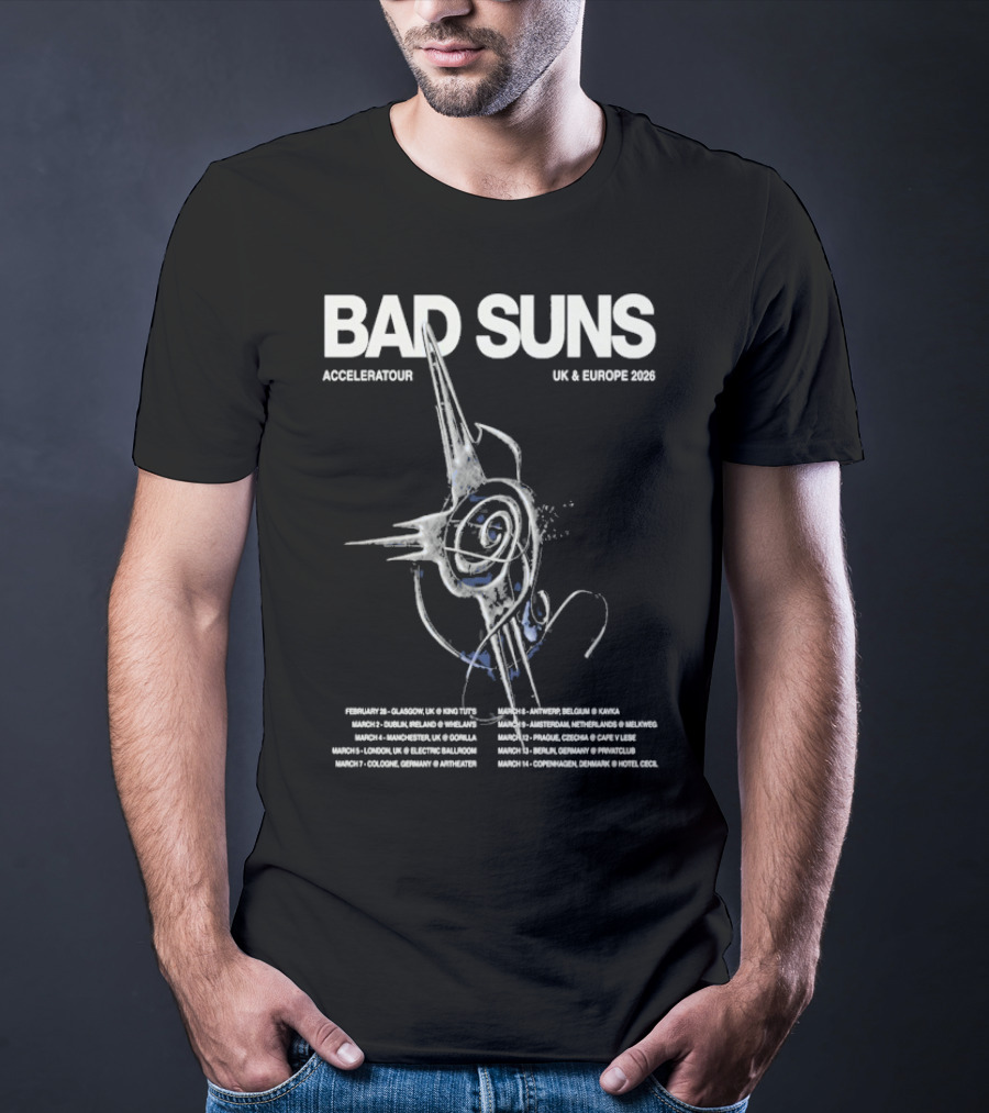 Bad Suns Accelerator UK & Europe 2026 Tour Dates And Locations T-Shirt