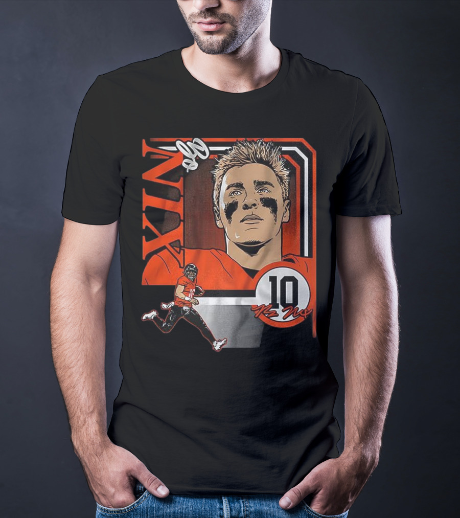 Bo Nix Number 10 Football Collage Frame Denver Broncos Elements T-Shirt