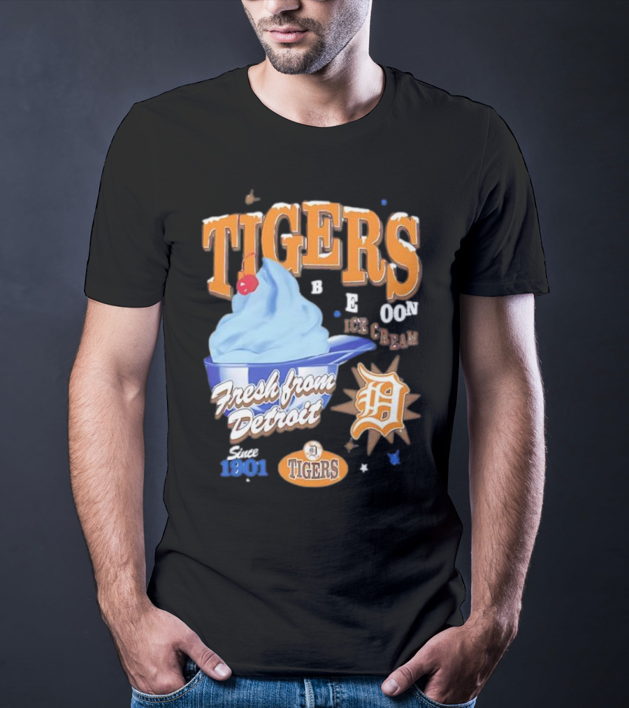 Tigers Blue Moon Ice Cream Fresh From Detroit Since 1901 T-Shirt