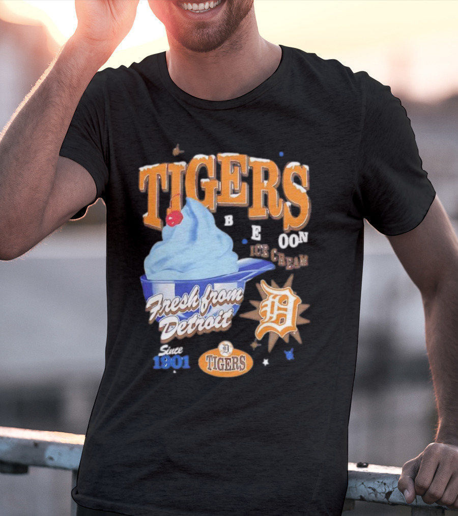 Tigers Blue Moon Ice Cream Fresh From Detroit Since 1901 T-Shirt