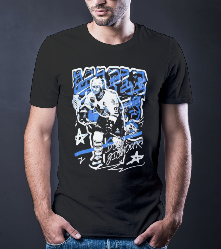 Doug Gilmour Toronto Maple Leafs Number 93 Hockey Player Signature Skating Stars T-Shirt