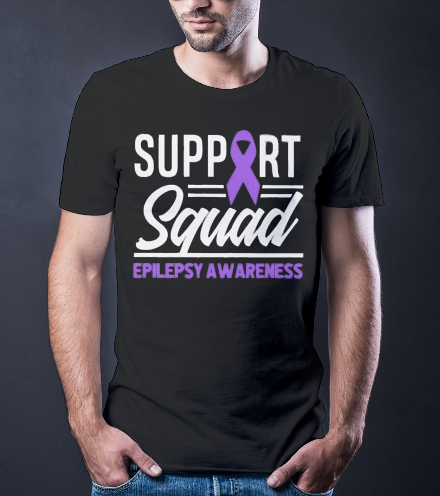 Support Squad Epilepsy Awareness Purple Ribbon T-Shirt