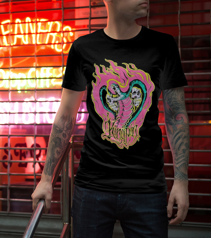 Kingpin Cobra Snake With Skulls And Flames T-Shirt