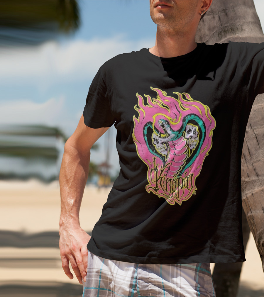 Kingpin Cobra Snake With Skulls And Flames T-Shirt