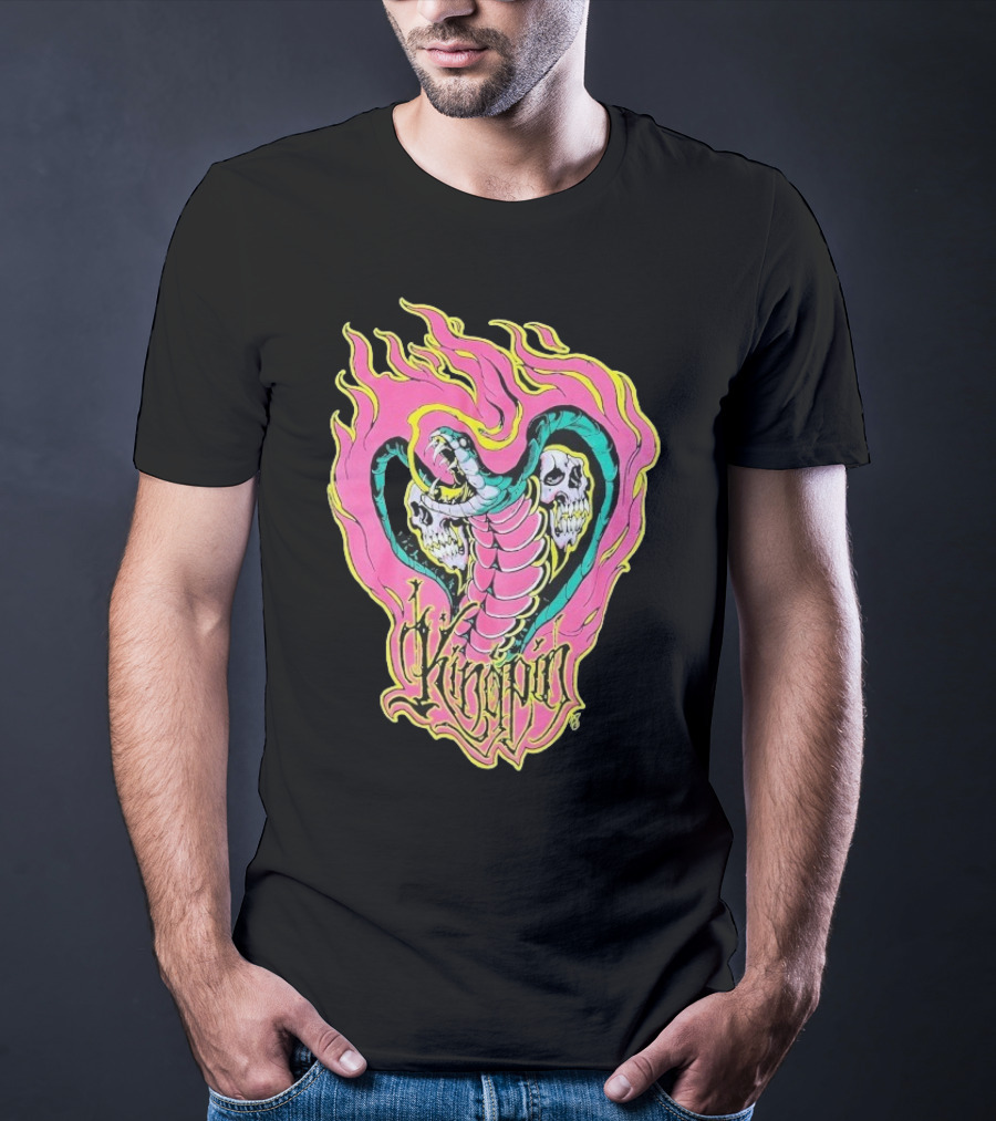Kingpin Cobra Snake With Skulls And Flames T-Shirt