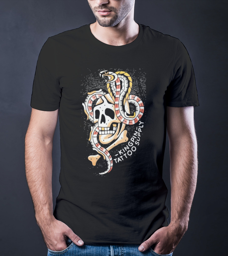 Kingpin Tattoo Supply Year Of The Snake Skull Vintage Style Graphic T-Shirt