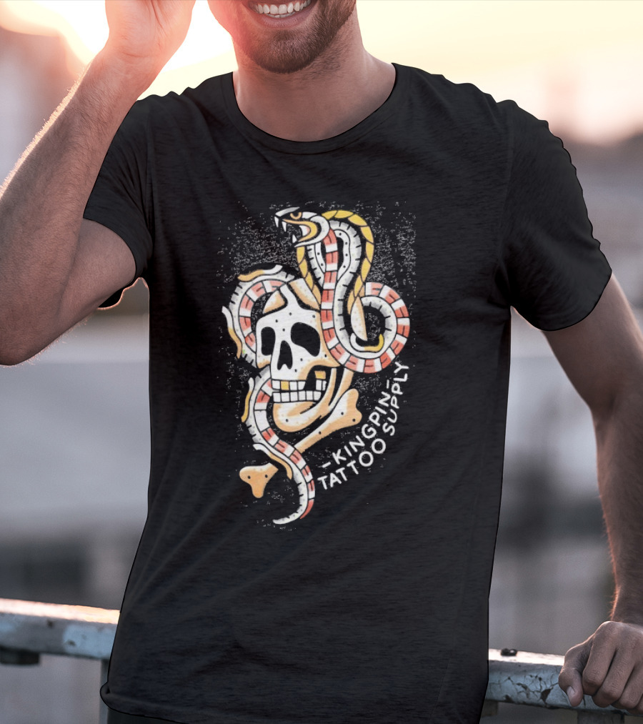 Kingpin Tattoo Supply Year Of The Snake Skull Vintage Style Graphic T-Shirt
