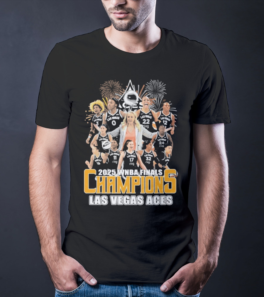 2025 WNBA Finals Champions Las Vegas Aces Team Celebration T-Shirt