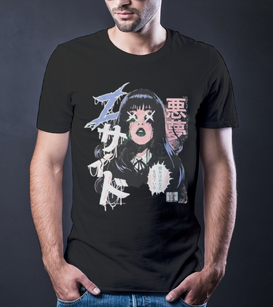 Laurenzside Spooky Japanese Horror Manga Style T-Shirt