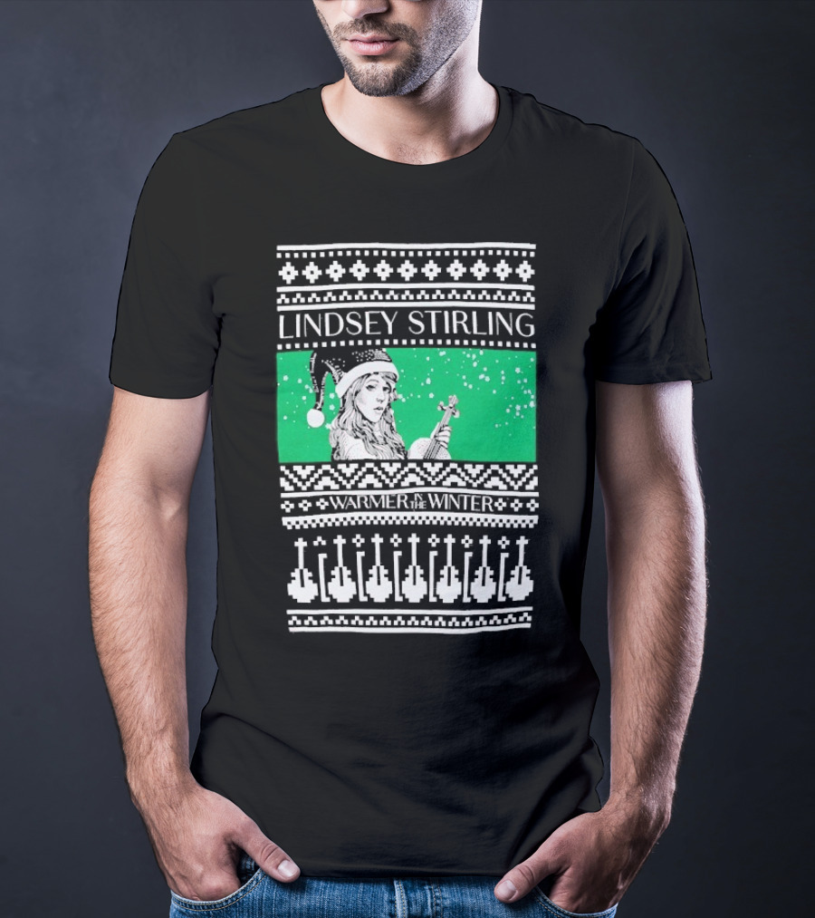 Lindsey Stirling Warmer In The Winter 8 Bit Ugly Holiday Xmas Christmas Santa Violin T-Shirt