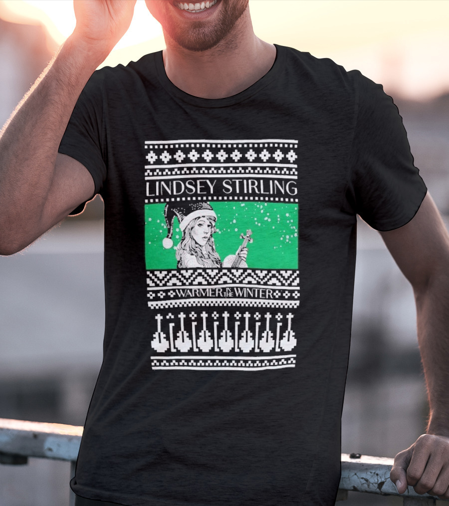 Lindsey Stirling Warmer In The Winter 8 Bit Ugly Holiday Xmas Christmas Santa Violin T-Shirt