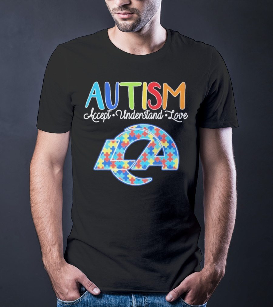 Los Angeles Rams Autism Accept Understand Love Puzzle Rams T-Shirt