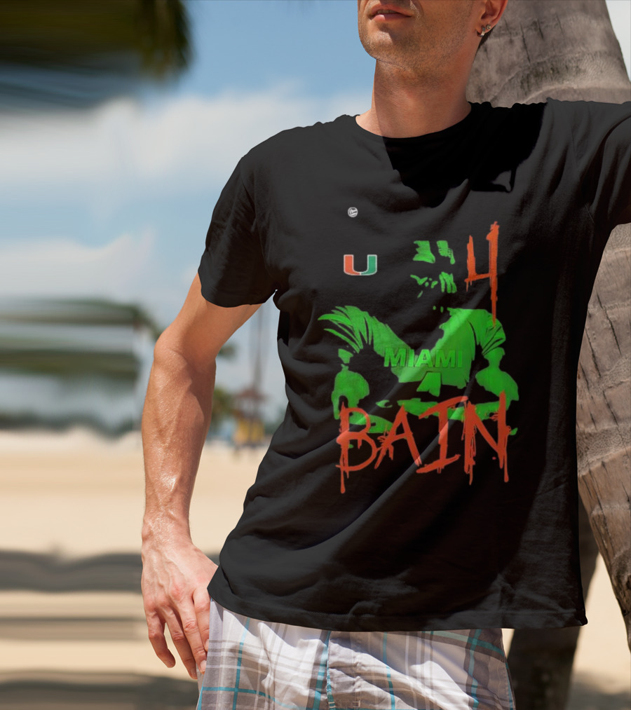 Miami Hurricanes Bain Player U 4 Green-Orange Heroes T-Shirt