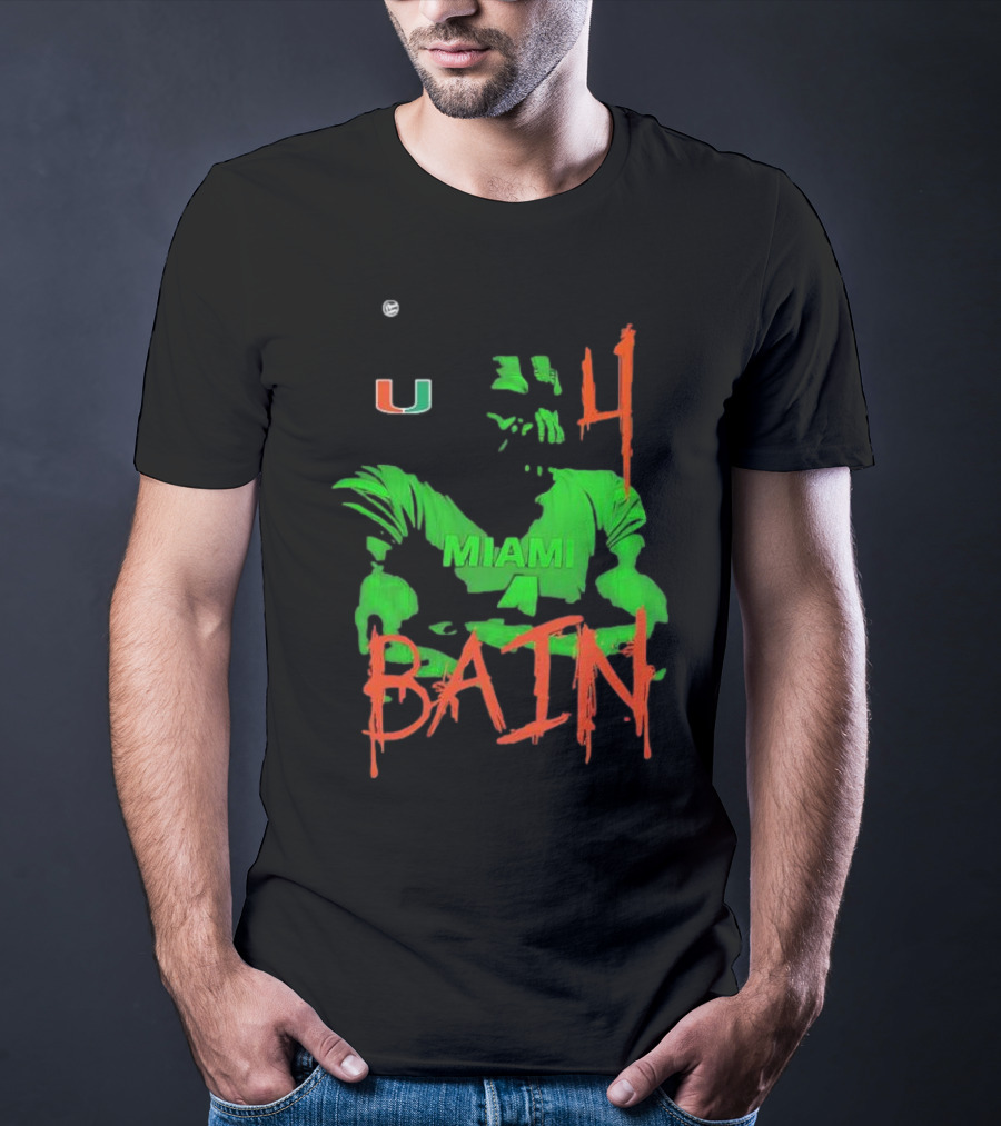 Miami Hurricanes Bain Player U 4 Green-Orange Heroes T-Shirt