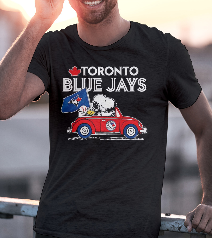 Toronto Blue Jays Snoopy Woodstock Volkswagen Beetle Fan Celebration T-Shirt