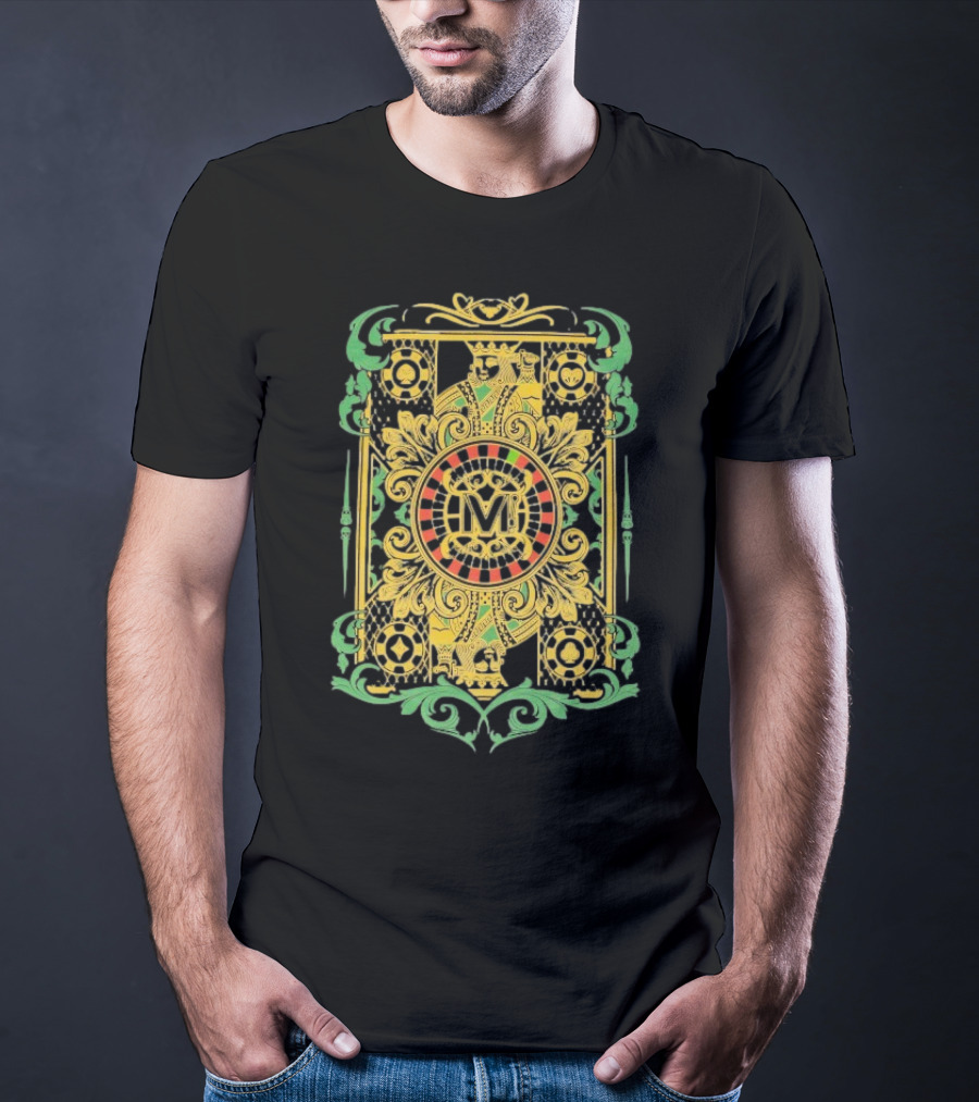 Vegas Matt The King Ornate Card Green Gold Circular M T-Shirt