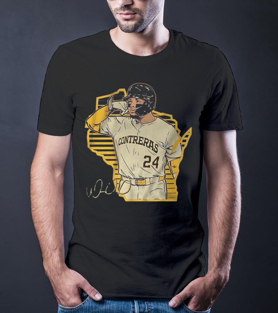 William Contreras Milwaukee Brewers Number 24 Call The 'Pen Signature T-Shirt