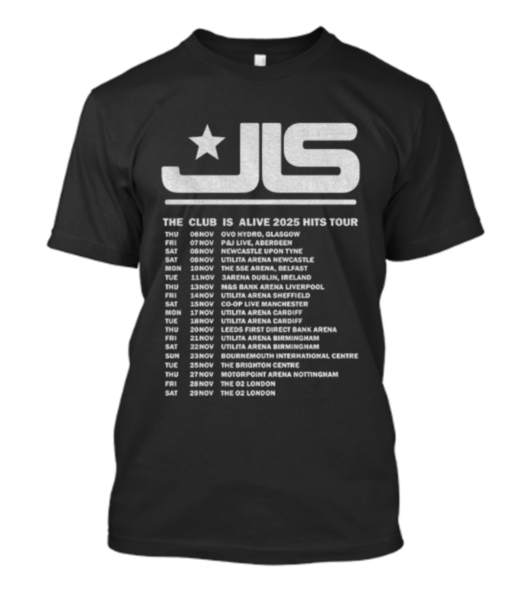 JLS The Club Is Alive 2025 Hits Tour Dates And Cities T-Shirt
