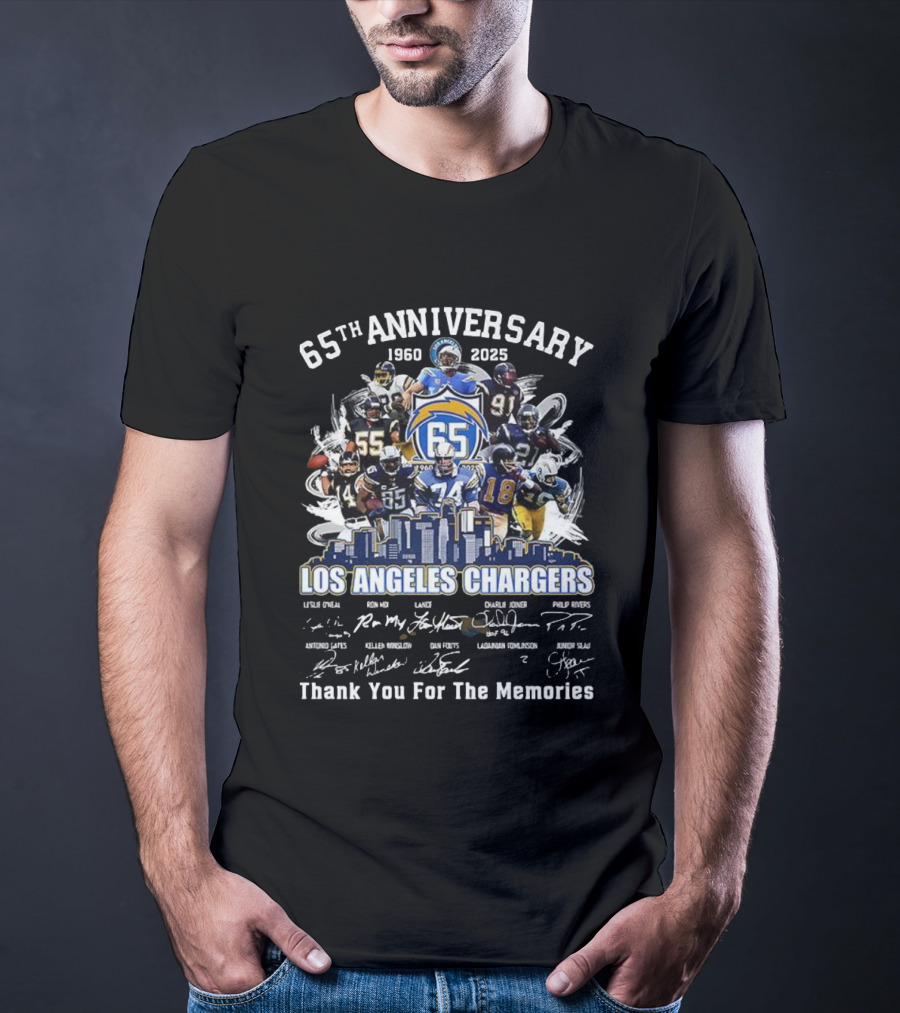 Los Angeles Chargers 65th Anniversary 1960 2025 Thank You For The Memories T-Shirt