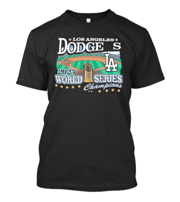 Los Angeles Dodgers 2025 World Series Champions LA Logo Stadium Imagery T-Shirt