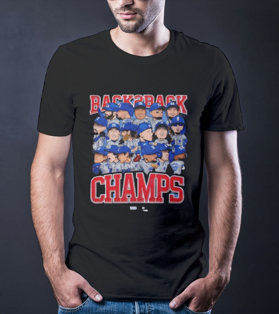 Back2Back Champs Los Angeles Dodgers Players 50th Anniversary T-Shirt