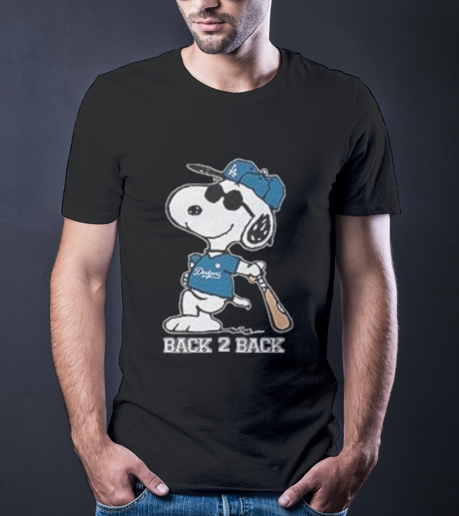 Snoopy Dodgers Back 2 Back Baseball Champion T-Shirt